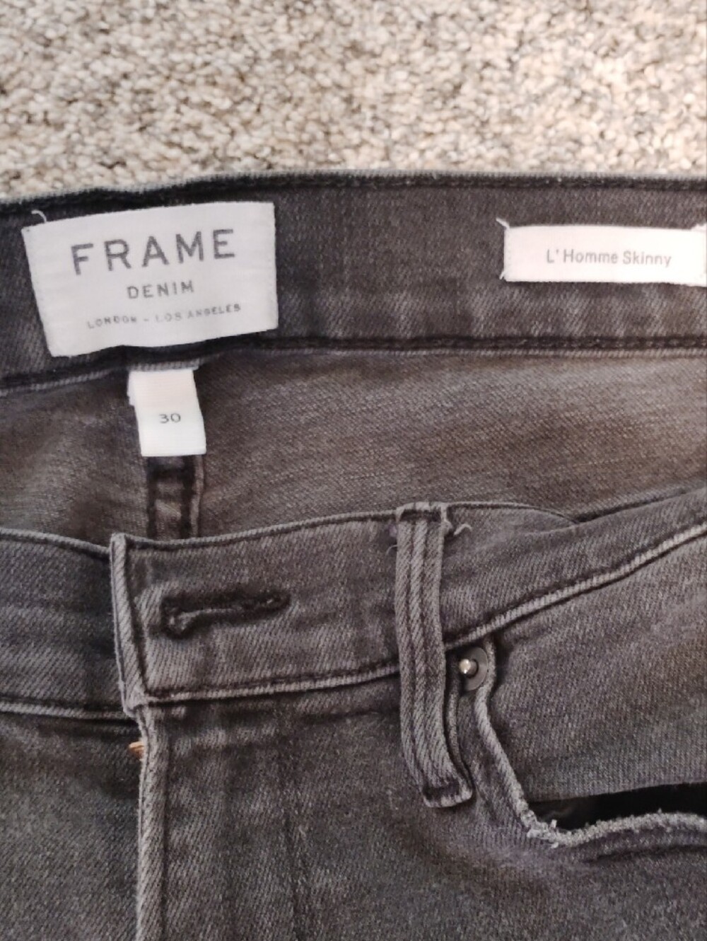Frame Denim Washed Black Ripped Skinny Jeans - Picture 2 of 5